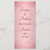 Rose Gold Metallic Hochzeitsempfang Menükarte (Rückseite)