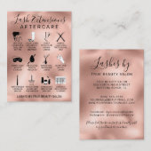 Rose Gold Metallic Lash Extensions Aftercare Icon Visitenkarte (Vorne/Hinten)