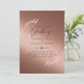 Rose Gold Metallic Look Budget Hochzeitseinladunge (Stehend Vorderseite)
