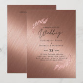 Rose Gold Metallic Look Budget Hochzeitseinladunge (Vorne/Hinten)