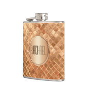 Rose Gold Metallic-Look Monogramm Flachmann (Links)