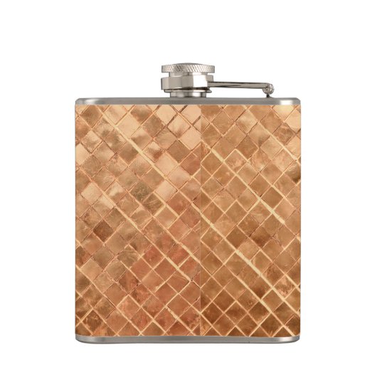 Rose Gold Metallic-Look Monogramm Flachmann (Rückseite)