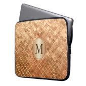 Rose Gold Metallic-Look Muster mit Monogramm Laptopschutzhülle (Vorderseite Links)