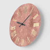 Rose Gold Metallic Minimal römische Zahlen blau Große Wanduhr (Winkel)