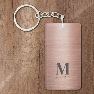 Rose Gold Metallic Mit Monogramm Schlüsselanhänger