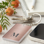 Rose Gold Metallic Mit Monogramm Schlüsselanhänger (Vorderseite rechts)