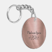 Rose Gold Metallic Personalisiert Schlüsselanhänger (Vorderseite links)
