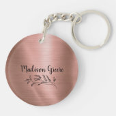 Rose Gold Metallic Personalisiert Schlüsselanhänger (Rückseite)