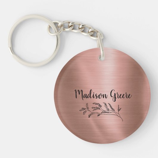 Rose Gold Metallic Personalisiert Schlüsselanhänger (Vorderseite)