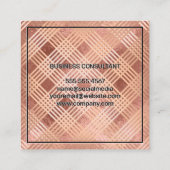 Rose Gold Metallic Quadratische Visitenkarte (Rückseite)