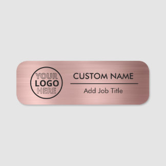 Rose Gold Metallic Style Logo Mitarbeiter Namensschild