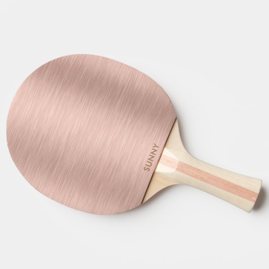 Rose-Gold-Metallic-Textur Monogramm Tischtennis Schläger (Seitenansicht)