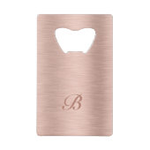 Rose Gold Metallic Texturdesign Monogram Geldbeutel Flaschenöffner (Vorderseite)