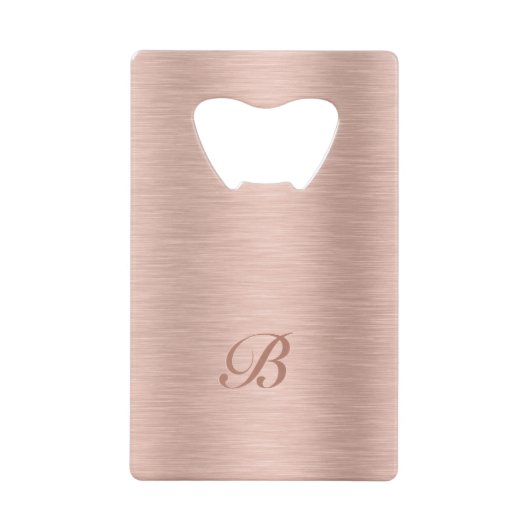 Rose Gold Metallic Texturdesign Monogram Geldbeutel Flaschenöffner (Vorderseite)