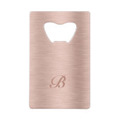 Rose Gold Metallic Texturdesign Monogram Geldbeutel Flaschenöffner (Rückseite)