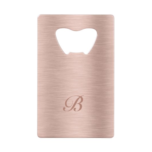 Rose Gold Metallic Texturdesign Monogram Geldbeutel Flaschenöffner (Rückseite)