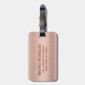 Rose Gold Metallic Texturdesign Monogram Gepäckanhänger (Rückseite vertikal)