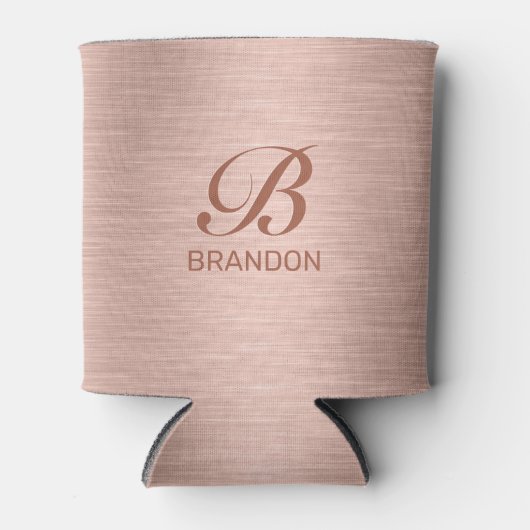 Rose Gold Metallic Texture Monogram Dosenkühler (Vorderseite)