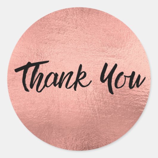 Rose Gold Metallic Trendy Danke Runder Aufkleber (Vorderseite)