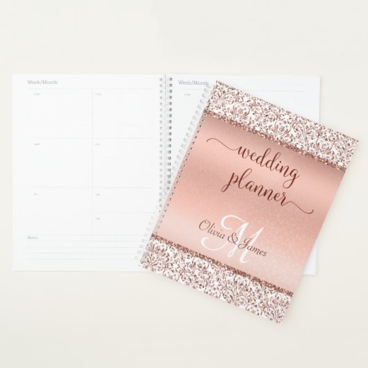 Rose Gold Metallic Typografy Glitzer Wedding Planer (Anzeige)