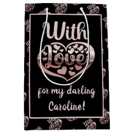 Rose gold metallisch aussehen Valentinherz Liebe s Mittlere Geschenktüte