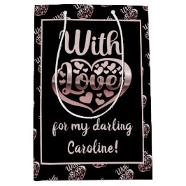 Rose gold metallisch aussehen Valentinherz Liebe s Mittlere Geschenktüte