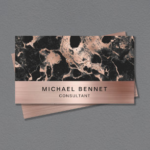 Rose Gold Metallisch Schwarz Marmor Berater Visitenkarte