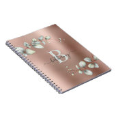 Rose Gold Metallische Eukalyptus Botanisches Monog Notizblock (Rechte Seite)