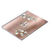 Rose Gold Metallische Eukalyptus Botanisches Monog Notizblock (Linke Seite)