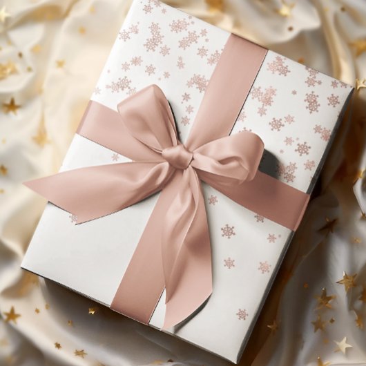 Rose Gold Metallische Schneeflocken Weihnachten Geschenkpapier