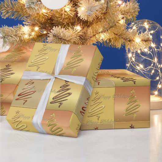 Rose Gold Metallische Weihnachtsbaum Wrapping Pape Geschenkpapier (Feiertage)