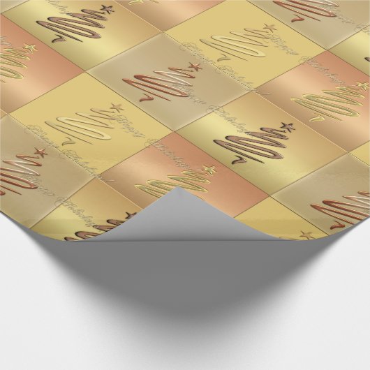 Rose Gold Metallische Weihnachtsbaum Wrapping Pape Geschenkpapier (Ecke)