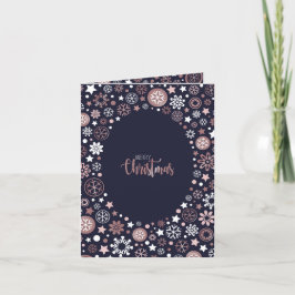 Rose Gold Metallische Winterschneeflocke Weihnacht Feiertagskarte