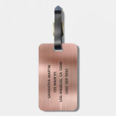 Rose Gold Metallisches Extravagantes Monogramm Gepäckanhänger (Rückseite vertikal)