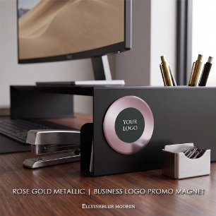 Rose Gold Metallisches Geschäftslogo Promo Magnet