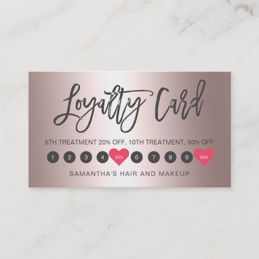 Rose Gold Metallklingenskripte 10 Treuekarte (Vorderseite)