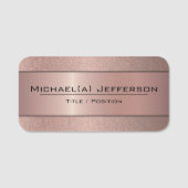 Rose Gold Metallschimmer Rosa und Glitzer Textur Namensschild (Vorderseite)