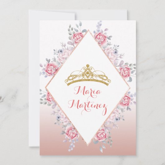 Rose Gold Mexican Mis Quince Einladung (Rückseite)