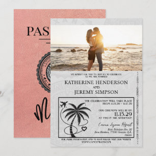 Rose Gold Mexico Passport Hochzeit Einladung