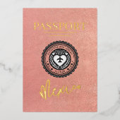 Rose Gold Mexico Passport Hochzeit Folieneinladung (Vorderseite)