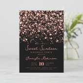 Rose Gold Midnight Glam Foto Sweet 16 Einladung (Stehend Vorderseite)