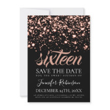 Rose Gold Midnight Glam Sweet 16 Geburtstagsparty