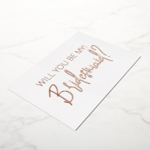 Rose Gold Minimal Bridesmaid Vorschlag Foil Card Folieneinladung