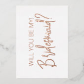 Rose Gold Minimal Bridesmaid Vorschlag Foil Card Folieneinladung (Vorderseite)