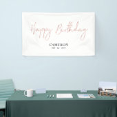 Rose Gold Minimal Custom Happy Birthday Banner (Messeveranstaltung)