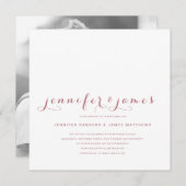 Rose Gold Minimal Script Modernes Foto Hochzeit Einladung (Vorne/Hinten)