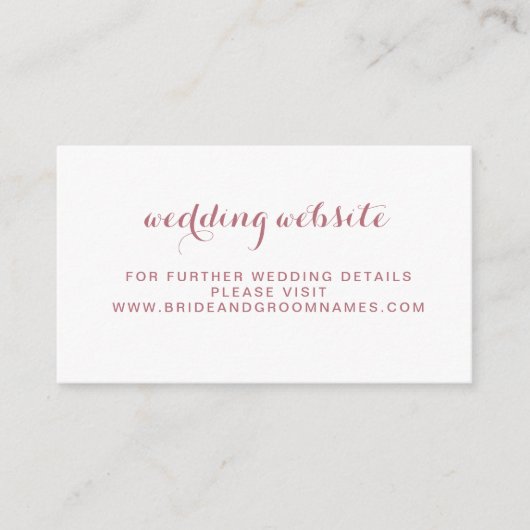 Rose Gold Minimal Simple Wedding Website Begleitkarte (Vorderseite)