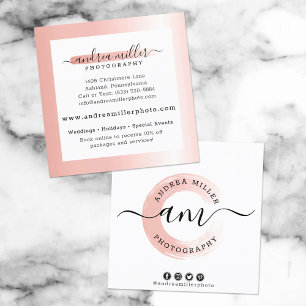 Rose Gold Minimalist Paint Swash Logo Individuelle Quadratische Visitenkarte