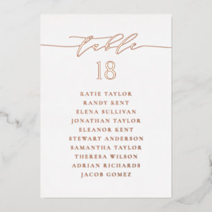 Rose Gold Minimalist Schrift Hochzeits-Sitzordnung Folieneinladung