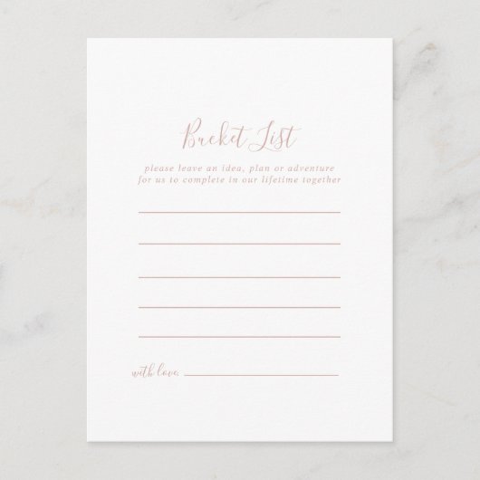 Rose Gold Minimalistisch Bucket List Cards Postkarte (Vorderseite)